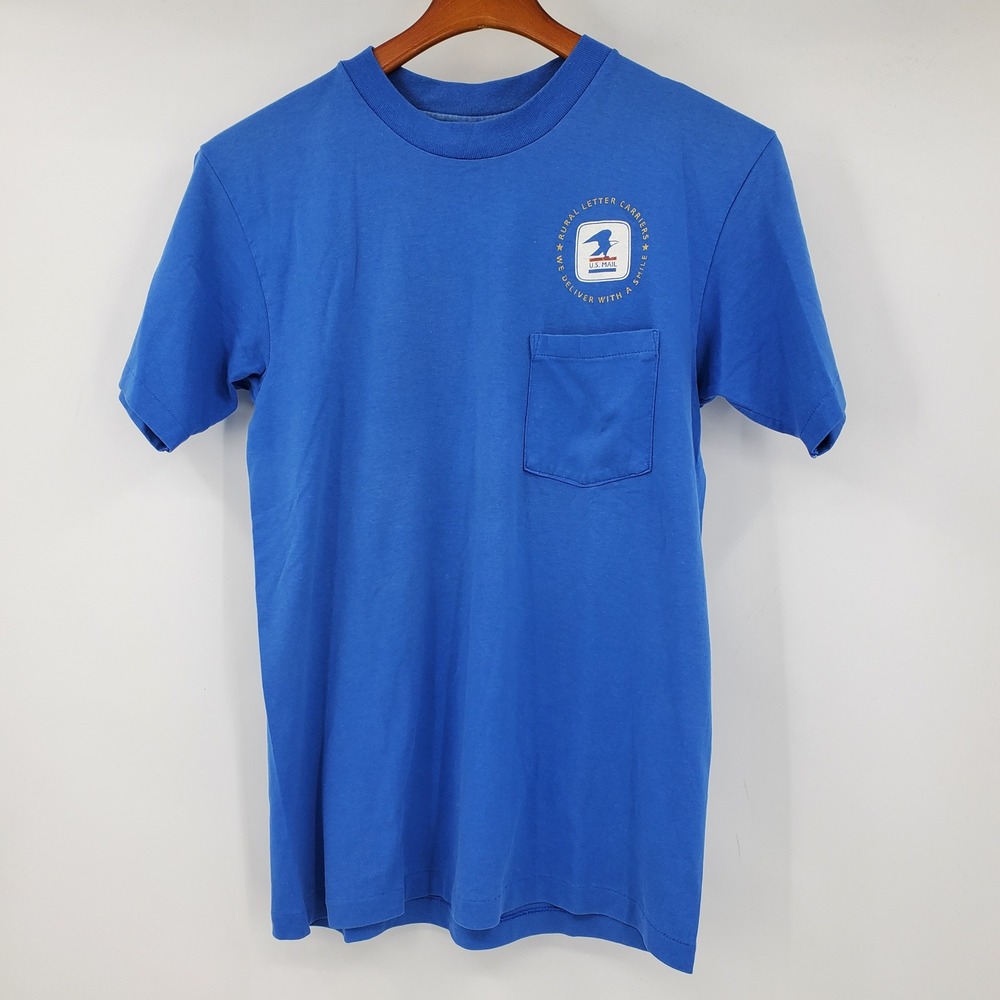 Vintage Hanes Fifty Fifty USPS Rural Letter Carriers Blue Single Stitch T Shirt